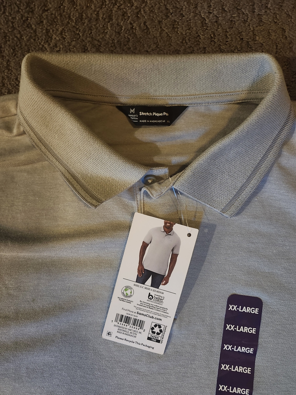 Men's Stretch Pique Polo Shirt - Light Gray